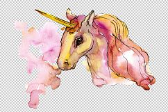 Beautiful unicorns PNG watercolor set Product Image 1