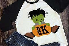 Halloween, frankenstein, pumpkin, monogram, shirt, svg, eps Product Image 1