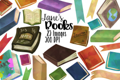 Watercolor Books Clipart Product Image 1