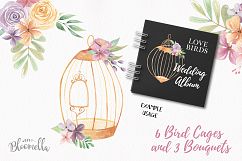 Watercolor Floral Bird Cages Pretty Clipart Bouquets Flowers Product Image 5