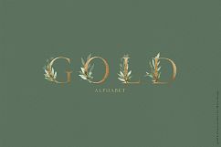 Gold leaf watercolor alphabet clipart Product Image 7
