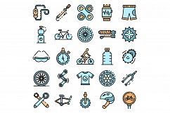 Cycling equipment icons set vector flat Product Image 1