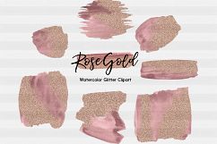 Brush Strokes-Watercolor clipart-Watercolor splashes-Ink splatter clipart-Planner clipart-commercial use-Watercolor Swipes-Rose Gold Clipart Product Image 2