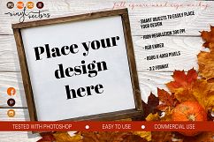 Fall Autumn Halloween Wood Sign Mockup PSD JPG PNG Product Image 1