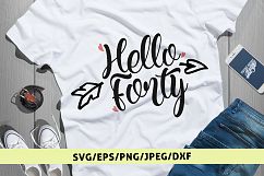 Hello Forty - Birthday SVG EPS DXF PNG Cutting Files Product Image 1