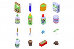 Fertilizer icons set, isometric style Product Image 1