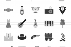 166 Lifestyle Flat Greyscale Icons Product Image 2