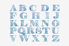 Blue watercolor alphabet clipart set Product Image 1