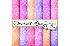 Damask Digital Paper - Pink and Purple Shabby Damask Product Image 1