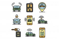 Car alarm system icons vector flat Product Image 1