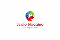 Video Blogging - Chat Bubble with Play Symbol &amp; Camera Reel Stock Logo Template Product Image 1