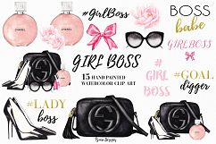 Watercolor Fashion, Cosmetic, Girl Boss Clipart Product Image 2