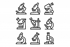 Microscope icons set, outline style Product Image 1