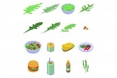 Arugula icons set, isometric style Product Image 1