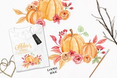 Watercolor Pumpkin Clipart Bouquets Harvest Autumn Fall   Product Image 3