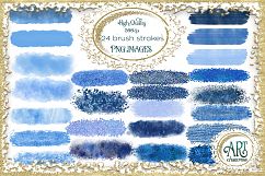 Blue Glitter Digital Clipart Brush Stroke - 24 of beautiful PNG files Product Image 1