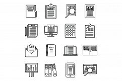 Audit system icons set, outline style Product Image 1