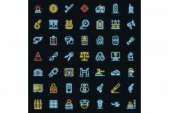 Police equipment icons set vector neon Product Image 1