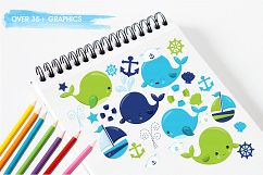 Nautical Whales graphics and illustrations Product Image 3