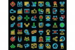 Smm icons set vector neon Product Image 1