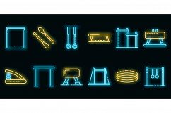 Gymnastics equipment icons set vector neon Product Image 1