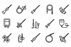 Catheter icons set, outline style Product Image 1