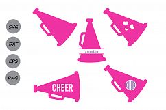 Cheer Megaphone SVG Cut Files, Cheer Monogram Svg, Megaphone Svg File, Cricut files, silhouette files, Cheerleader Svg, svg, dxf, eps, png. Product Image 1