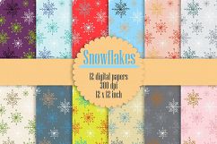 12 Seamless Snowflake Winter Holiday Christmas Digital Paper Product Image 1