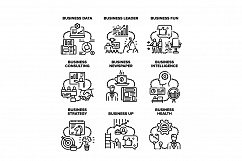 Business Strategy Set Icons Vector Black Illustration Product Image 1