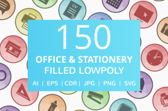 150 Office &amp; Stationery Filled Low Poly Icons Product Image 1