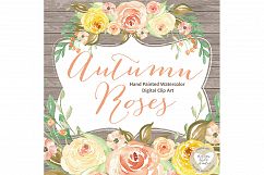 Watercolor Autumn Roses clipart Product Image 3