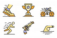 Triathlon icons set vector flat Product Image 1