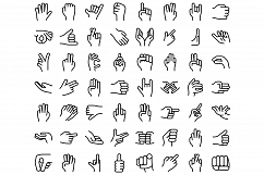 Hand gestures icons set, outline style Product Image 1