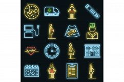 Pregnant icons set vector neon Product Image 1