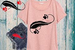 Pet Love Infinity SVG, dog Puppy paw Feather 762S Product Image 1