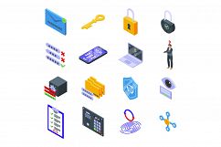 Password recovery icons set, isometric style Product Image 1