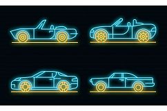 Cabriolet car icons set vector neon Product Image 1