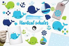Nautical Whales graphics and illustrations Product Image 1