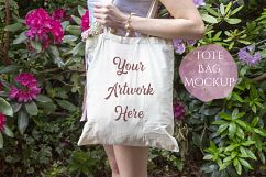 Tote Bage Mockup - Woman outside in garden Product Image 1