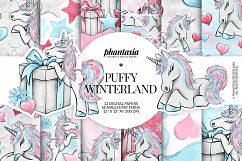 Winter Unicorn Digital Papers Product Image 1