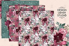 Burgundy Christmas digital paper pack I. Product Image 6