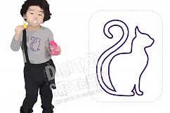 Cat Applique Design Machine Embroidery Design 4 Sizes Product Image 1