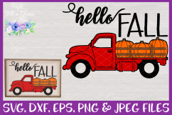 Hello Fall with Pumpkin Truck SVG Vintage Truck SVG Product Image 1