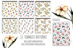 Pink watercolor flowers 12 Patterns Product Image 3