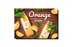 Orange Juice Beverage Creative Promo Banner Vector Product Image 1