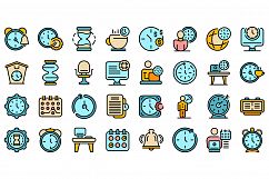 Flexible working hours icons set vector flat Product Image 1