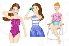 Summer Girls Clipart, Beach Clipart, Girl Illustrations Product Image 2