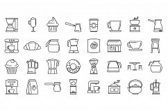 Bean coffee shop icons set, outline style Product Image 1