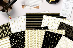 Digital Paper Pack Black White Gold - seamless patterns Product Image 5