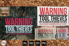 WARNING TOOL THEIVES Mechanic Sign Shirt Decal Product Image 3